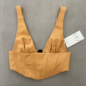 NWT Faux Leather Zara Corset Crop Top